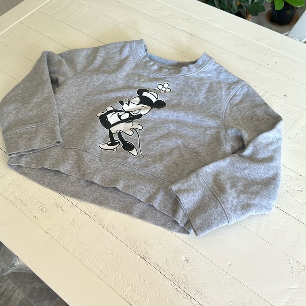 TALULA Disney size small crop gray, Minnie, mouse sweatshirt